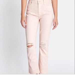 McGuire Valletta High Rise Straight Distressed Button Fly Jeans in Blush Sz 26